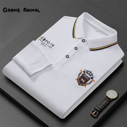 Fashion Mens Polo Shirt Luxury Embroidered Cotton Lapel Collar LongShort Sleeves Korean Tops 240321