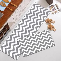 Bath Mats PVC Kitchen Carpet Waterproof Oilproof PU Leather Mat Geometric Anti Slip Floor Living Room Bedroom Doormat Grey