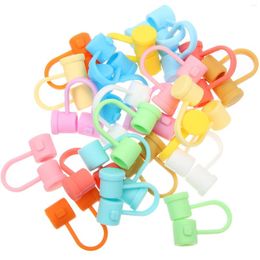 Disposable Cups Straws 24 Pcs Straw Stopper Drinking Cover Tip Protective Covers Silicone Caps Bulk Reusable Glass