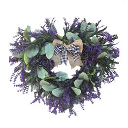 Decorative Flowers Artificial Lavender Flower Wreath Door Hanging Home Decor For Outdoor Wall Wedding