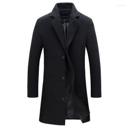 Mens Trench Coats Winter Stylish Formal Overcoat Jacket For Men Solid Color Long Sleeve Outerwear Button Up Fashion Male Drop Delivery Dh9Gm