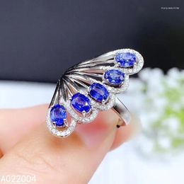 Cluster Rings KJJEAXCMY Fine Jewellery 925 Sterling Silver Inlaid Natural Gemstone Sapphire Female Miss Woman Girl Ring Trendy