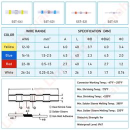 50pcs Heat Shrink Solder Sleeves Wire Crimp Butt Terminals Connectors 1.5-6.0mm