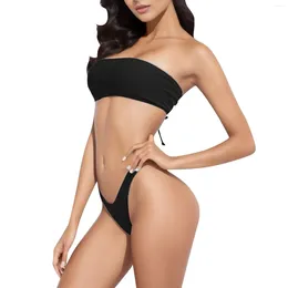 Women's Swimwear Backless Sleeveless Swimsuits Two Piece Bikini High Waisted Fashionable Swimsuit Slimming Push Up Bathing Suits