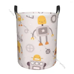 Laundry Bags Dirty Basket Foldable Organizer Cute Robots Pattern Clothes Hamper Home Storage