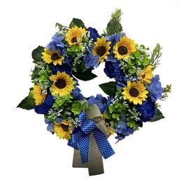 Decorative Flowers Spring Wreath Sign Sunflower Front Door Summer Fall Outdoor Interior Wall Or Window Decoration Artificial