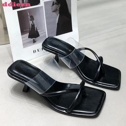 Dress Shoes 2024 Elegant Female Thin High Heels Summer Fashion Ladies Sandals Slides Footwear Flip Flops Pink Women Pumps