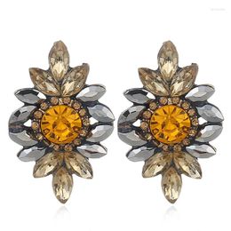 Stud Earrings ZIVangela Bohemian Fashion Multicolor Rhinestone Flower Chic Bijoux For Women Statement Brincos Accessories