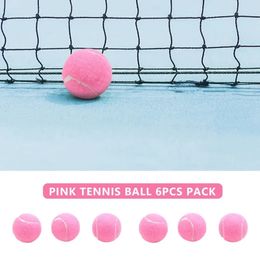 6Pcs Pack Pink Tennis Balls WearResistant Elastic Training 66mm Ladies Beginners Practise Ball for 240329