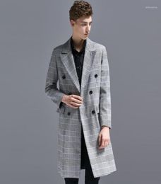 Men039s Trench Coats Long Overcoat Men Luxury Double Breasted Plaid Mens Windbreakers Plus Size 6xl Spring And Autumn Blazer Ja9007195