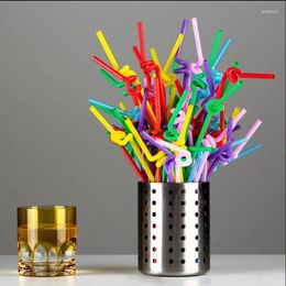 Drinking Straws 100Pcs/Pack Flexible For Birthday Wedding Party Event Supplies Decorative Bubble Tea Cocktail Kitchen Gadget