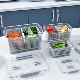 Storage Bottles Vegetable Box 3Pcs Large Capacity Refrigerator Containers Leak Proof Food With Removable Colander For Fruits