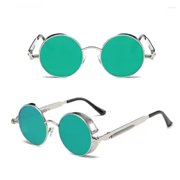 Sunglasses FOENIXSONG Fashion Steampunk Round For Men Women Black Brown Wrap Frame Retro Sun Glasses Mirror Sunglass Eyewear