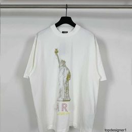 Designer B Home Paris Correct High Quality 24SS Summer Show Goddess Statue White Ink Printed Short sleeved T-shirt for Men and Women IU72