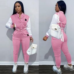 New Women's Tracksuits Baseball uniform jersey Suit Spring Casual Button Jacket and Pants Tracksuit Women 2 Pieces Set Sports Sweatshirts Sweatpants Outfits