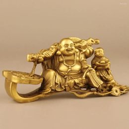 Decorative Figurines Golden Laughing Buddha Statue Chinese Feng Shui Ruyi Art Sculpture Maitreya Home Decoration Figure Sculptur