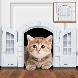 Cat Carriers Door Interior Exterior Pet Dog Flap Doorpet French Double Opening No-Flap Weatherproof Doors For Cats And