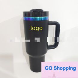 Cross-Border 40Oz Ion Plating Laser Handle Car Cup 304 Stainless Steel Straw Ice Cream Cups Car Vacuum Cups Wholesale