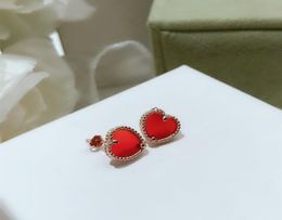 Ladies Designer heart shape Stud Earrings Sterling Silver love red Diamond Earring Ear Ring for Women Quality7903534