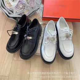 10% OFF Designer shoes Fragrant Style Black and Colour Block Thick Sole Cake Womens Big Head Small White Shoes Trend