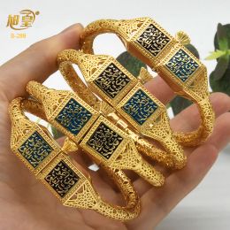 Bangles XUHUANG Dubai Luxury Bangles Bracelet With Screw Button For Women Indian African Bride Wedding Party Designer Charm Jewellery Gift