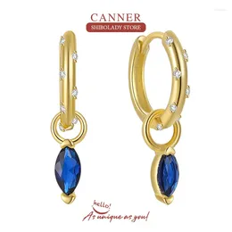 Dangle Earrings CANNER Dark Blue Zircon 925 Sterling Silver Earring For Women Drop Cartilage Non-Glued Wedding Party Aros Fine Jewelry