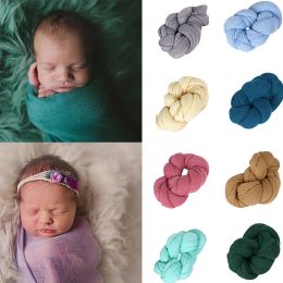 12 färger mjuk stretch nyfödda fotografering wrap för fotografering av fotografering baby foto rekvisita filtar nyfödda swaddle fotografering wraps