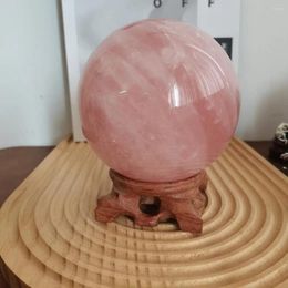 Decorative Figurines 11cm Natural Rose Quartz Healing Crystal Gemstone Sphere Big Ball For Reiki Balancing Meditation Energy Home Office