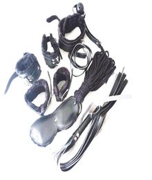 Sex 7in1 BDSM Gear Sex Bondage Restraint Kit PU Slave Wrist Ankle Cuffs Collar Whip Rope Blindfold Mouth Ball Gag Toys JD11659157921 Best quality