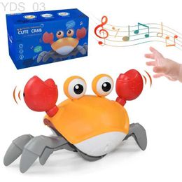 Electric/RC Animals NEW Dancing Crab Toy for Babies Crling Interactive Escape Crabs Walking with Music Automatically Avoid Obstacles Toys YQ240402