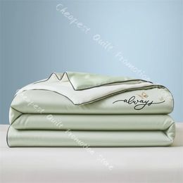 Simple Solid Washed Silk Air Conditioning Comforter Breathable Ice Silk Embroidery Summer Cool Quilt Bedding Set Blanket 240401