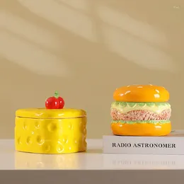 Gift Wrap Hamburg Ceramic Jewelry Box Cute Holiday Ring Creative Dried Fruit Storage Jar Decoration