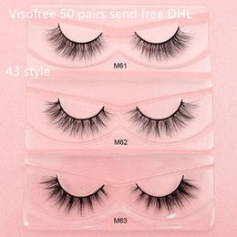 Free DHL 50 pairs Visofree Eyelashes Mink False Handmade Collection 3D Dramatic Lashes 43 Styles Pink Box Bulk 240318