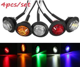 4pcsSet 12V 1quot Universal Car Truck Trailer Mini Small Round LED Button Side Marker Lights Signal Lamp Waterproof4988681