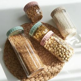 Storage Bottles Transparent Food Snack Bottle With Lids Durable Seal Organiser Cereal Grain Bean Rice Sealed Powder Holder Box