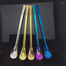 Tea Scoops 304 Stainless Steel Drinking Straw Spoon Philtre Washable Yerba Mate Straws Clean Brush Bombilla Gourd Reusable Tools