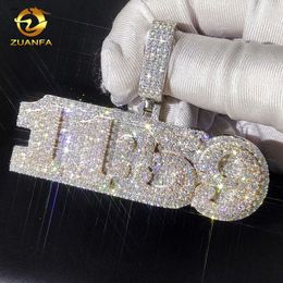 Custom iced out moissanite pendants 3inch two tone number letter pendants 925 silver hip hop Jewellery
