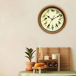 Wall Clocks Singing Bird Clock Quiet 10 Inch Modern Round Creative Hanging For Bedroom Kitchen Office Home Decoration