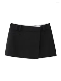 Skirts 2024 Women Simple Mini Skirt Fashion Commuter Style Black White Contrast Color Female Summer Casual