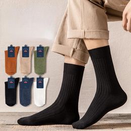 Men's Socks 6 Pairs High Quality Rubber Band Waist Couple Mid Tube Sports Solid Spring/Business