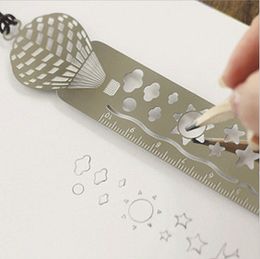Korean Creative Simple Cute Multifunctional Metal Hollow Ruler Drawing Bookmark ShapeRuler