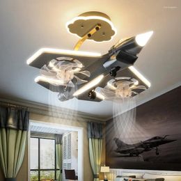 Ceiling Lights Aircraft Fan Light Bladeless Silent Cooling Children's Cartoon Bedroom Model Aeroplane Indoor