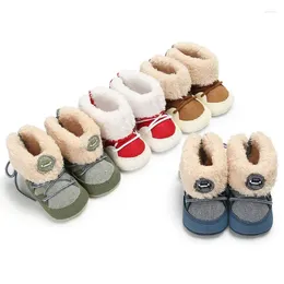 Boots 2024 Baby Winter Warm Born Boy Girl Snow Patch Plush Shoes Infant Soft Sole Crib Cotton 0-18M