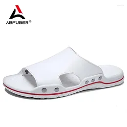 Sandals Fashion Men's Woven Mesh Flip Flops Men Slippers Home Leather Print Summer Shoes Sandalias Platform
