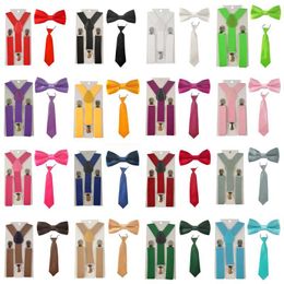 3pcs Suspenders Elastic Children Necktie Boys Adjustable Braces Kids Bow Tie Set Y Back Ties Bowties Belts Bowknot