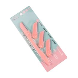 2024 1 Set Eyebrow Shaper Pink Facial Eyebrow Trimmer Women Grooming Shaver Shaping Safe Razor Facial Hair Remover Scissors