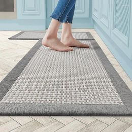 Carpets Linen Weave Kitchen Floor Mat Anti-slip Washed Rugs Carpet For Living Room Bedroom Absorbent Oil-resistant Durable