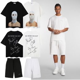24 SS Paris Ins Brand Men's Designer T Shirts Shorts IH NOM UH NIT Letter Masked Men Print Casual Short Sleeve Men Women 100% Cotton Loose Comfortable T Shirt Size S-XL