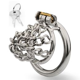 Metal Cock Cage Penis Ring Stainless Steel Chastity Devices Slave Bondage Adult Sex Toys for Men Scrotum Testis Restraint