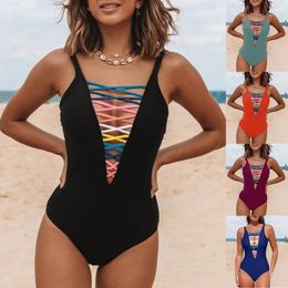 Women's Swimwear Independence Day For Print Square Neck Open Back High Cut Monokini Swimsuit Plus Size Tankini 2024 Wear